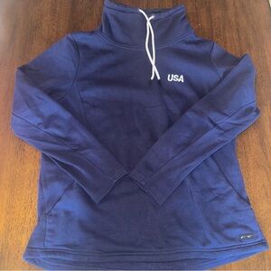 Levelwear USA Navy Blue Funnel Neck Sweatshirt Pockets Size XL